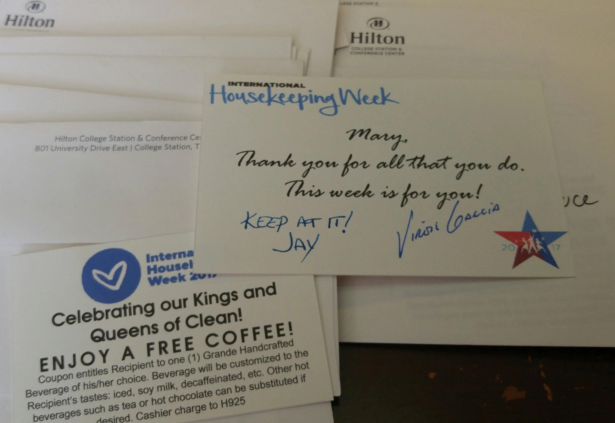 A nice note from our GM and HR Director!