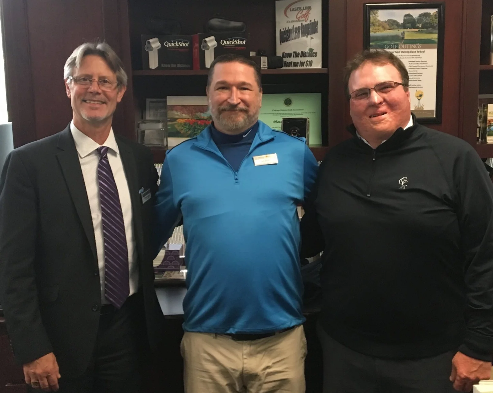 France Langan-General Manager, Keith Boehmer-Golf Counter Attendant/Security, Jamie Nieto-Golf Pro.