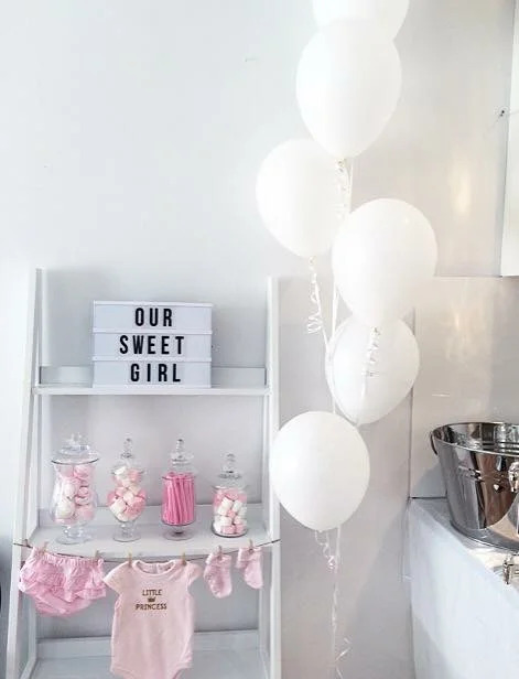 Candy Buffet Stand - Kmart Buffet Jars & Lollies - Kmart Letter Light Box - Kmart String - Spotlight Pegs - Typo Baby Clothes - Target