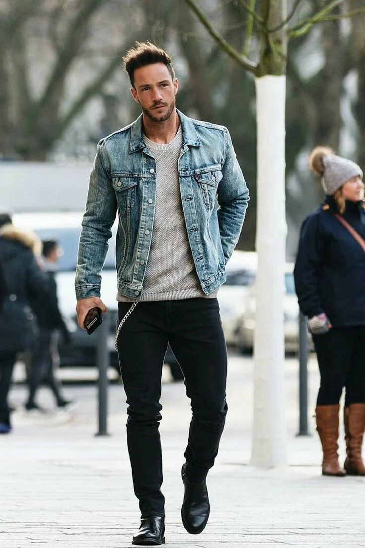 Street Style Denim Jacket Male Fashion Advice Spongebob:Stay