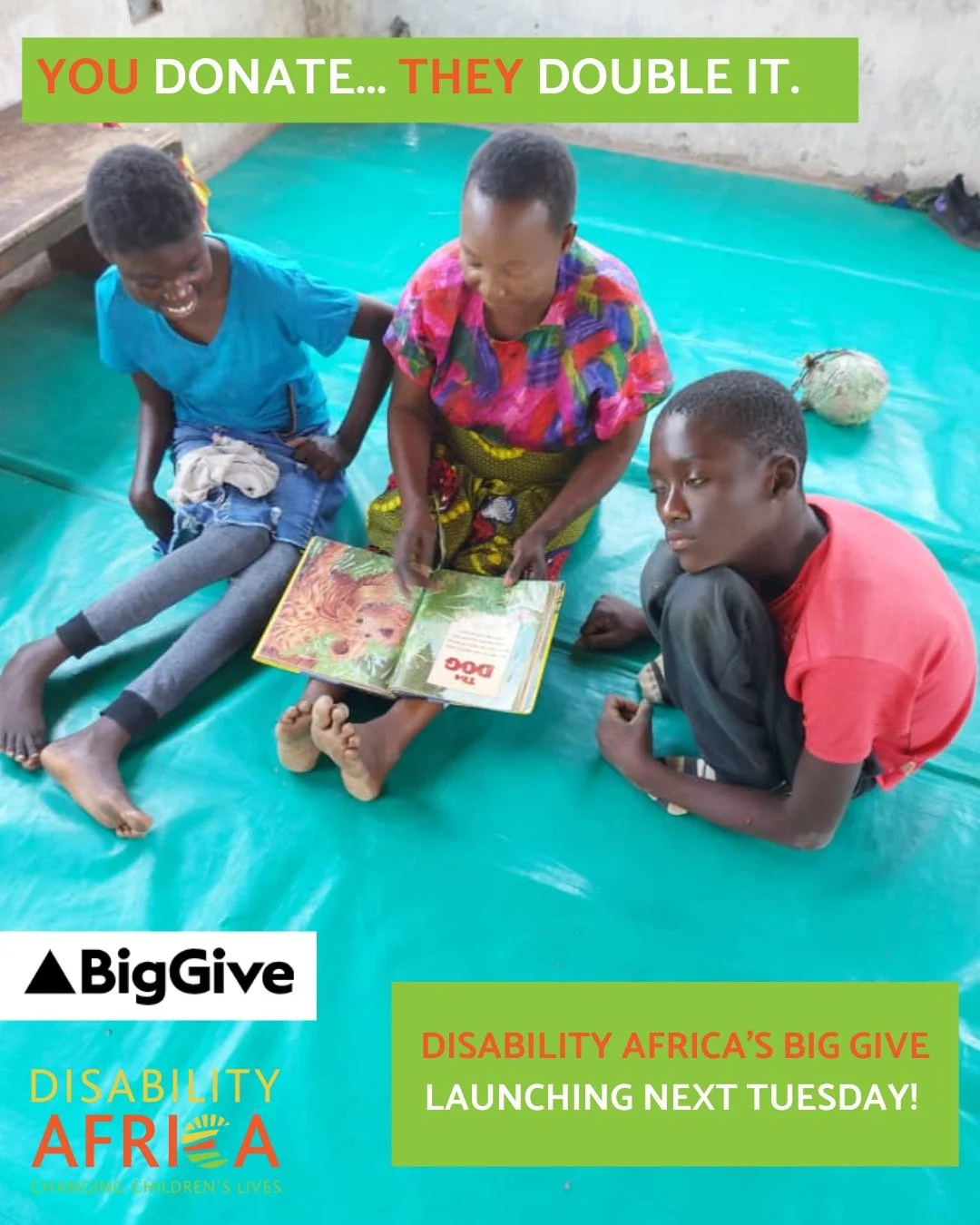 𝗟𝗔𝗨𝗡𝗖𝗛𝗜𝗡𝗚 𝗡𝗘𝗫𝗧 𝗧𝗨𝗘𝗦𝗗𝗔𝗬!!
For the first time, Disability Africa is joining the @biggiveorg Christmas Campaign.

From 𝗧𝘂𝗲𝘀𝗱𝗮𝘆 𝟮𝗻𝗱 𝘁𝗼 𝟵𝘁𝗵 𝗗𝗲𝗰𝗲𝗺𝗯𝗲𝗿, every donation made to Disability Africa through our Big Give 