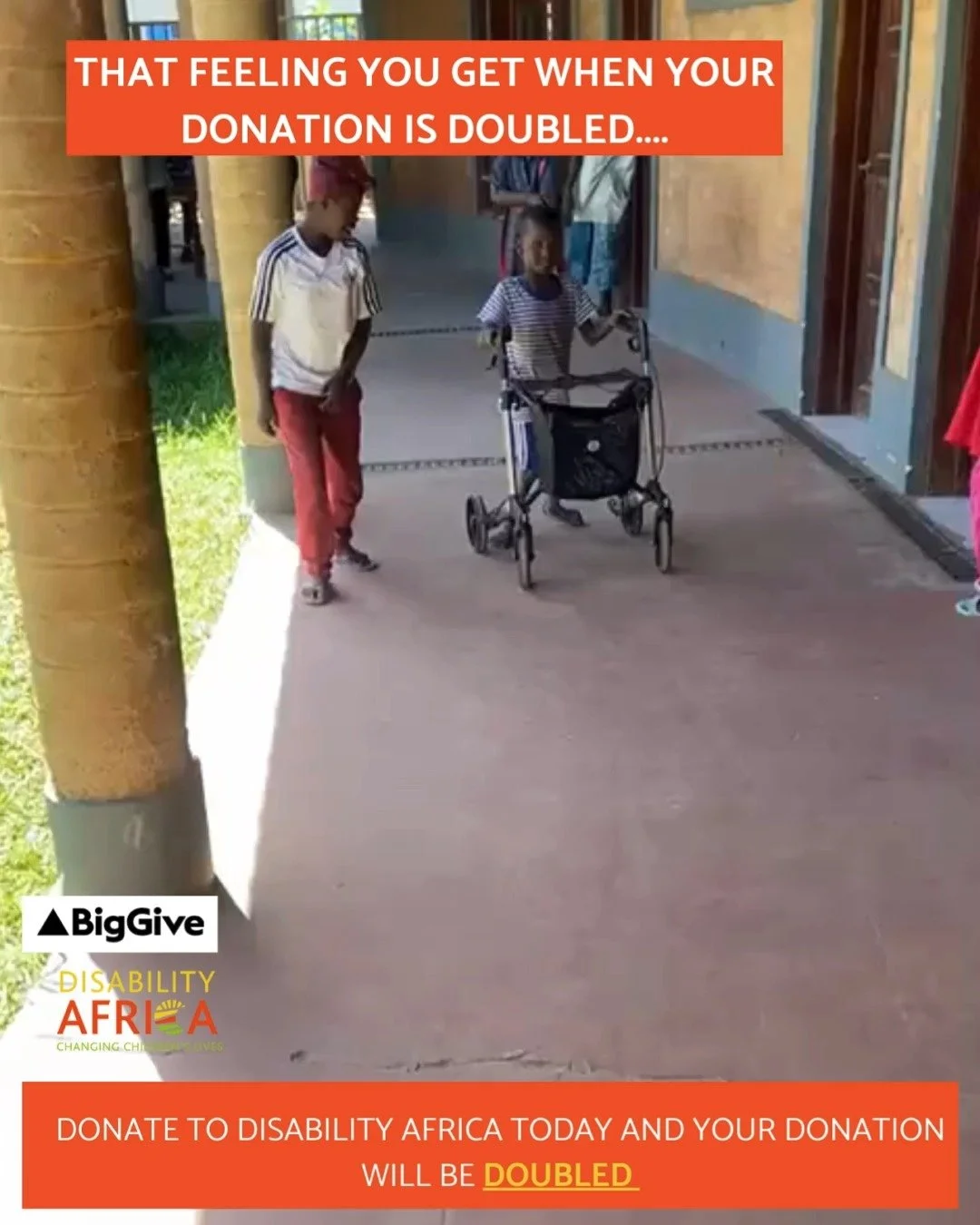 𝗗𝗼𝘂𝗯𝗹𝗲 𝘁𝗵𝗲 𝗱𝗼𝗻𝗮𝘁𝗶𝗼𝗻, 𝗱𝗼𝘂𝗯𝗹𝗲 𝘁𝗵𝗲 𝗷𝗼𝘆!

Earlier this year we introduced you to &quot;J&quot;. When J joined our play project in The Gunjur, Gambia last year, he was unable to stand up. Through regular physical play activity