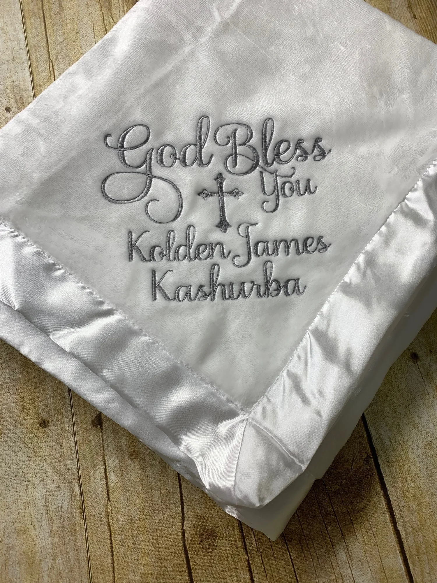 Personalized Embroidered Baby Blanket — Custom Missal Breviary