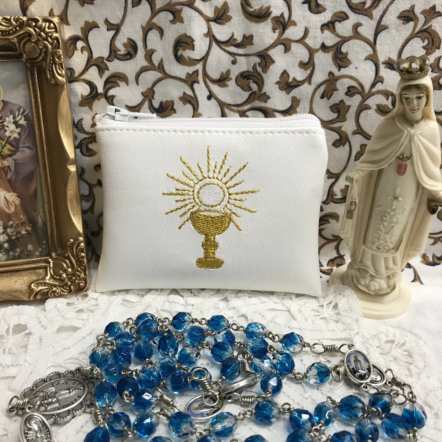 Eucharist Rosary Pouch, 4 Colors — Custom Missal & Breviary Covers