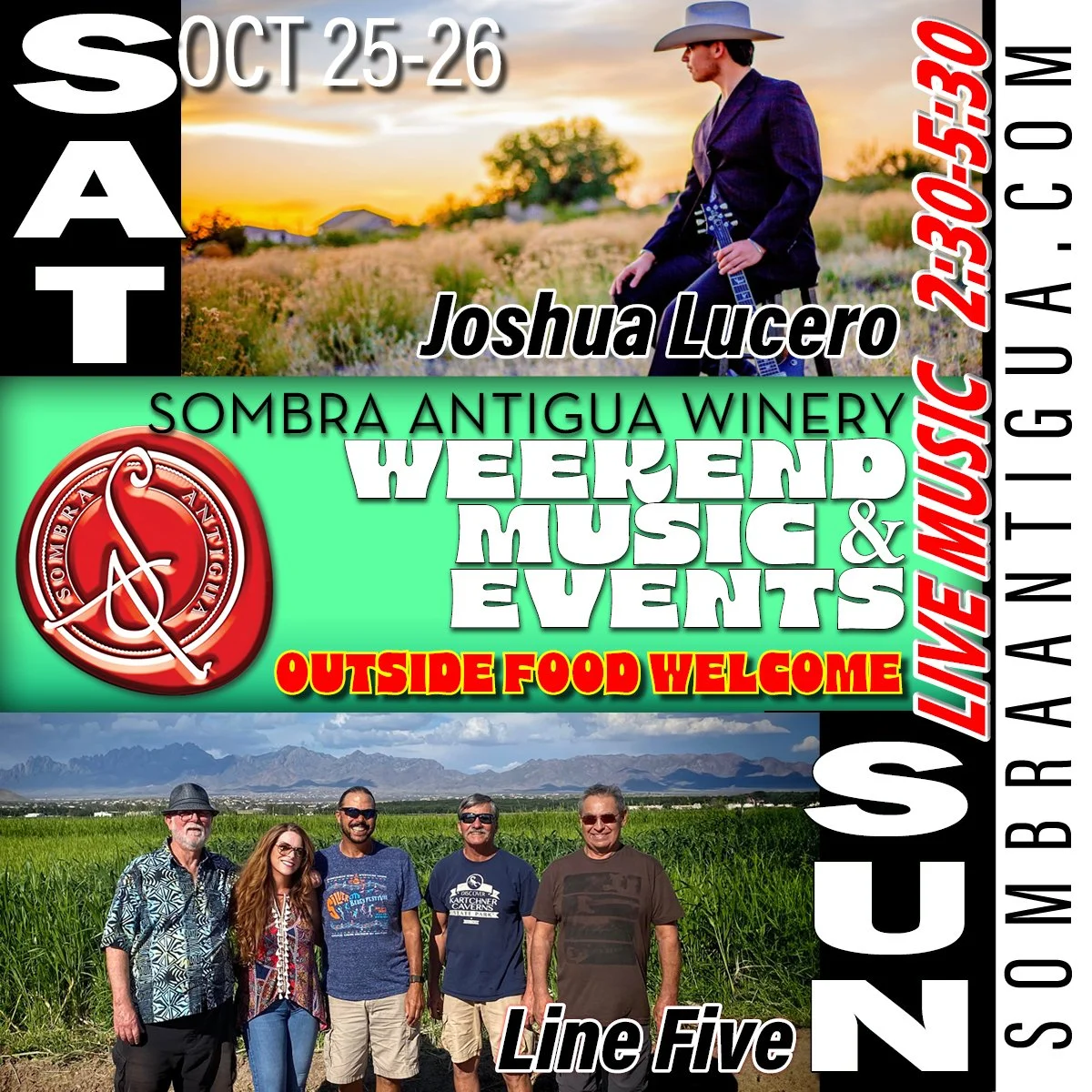Don't miss out this weekend! Catch Joseph Lucero on Saturday and Line Five on Sunday for an unforgettable experience!