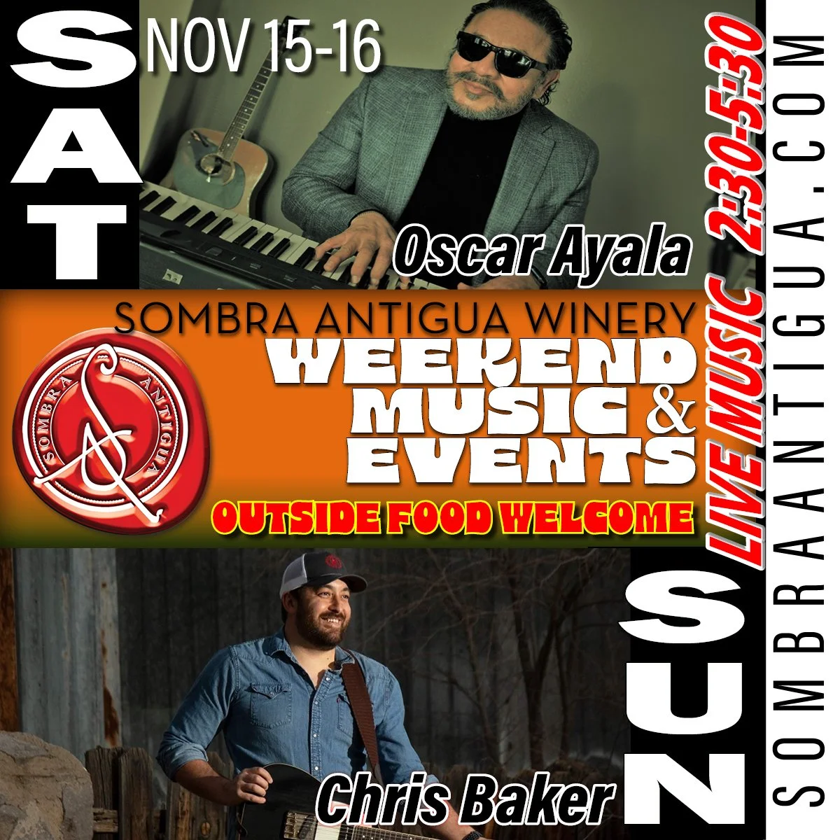Get ready for an amazing weekend with Oscar Ayala on Saturday and Chris Baker on Sunday! Don't miss these incredible performances!