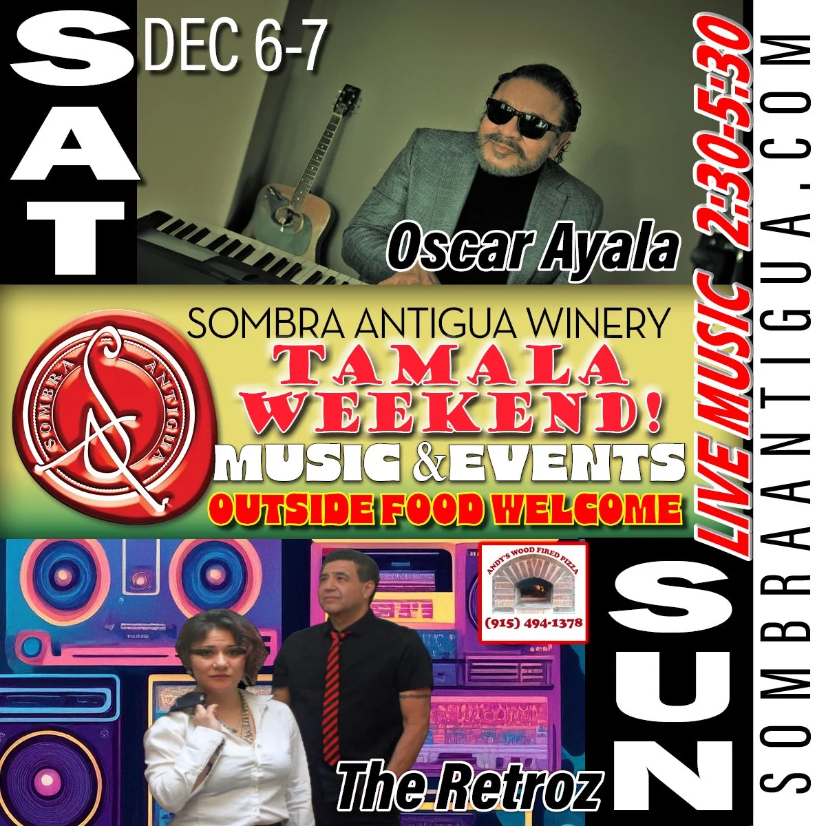 Join us this weekend! Oscar Ayala will perform on Saturday, and The Retroz will rock the stage on Sunday!