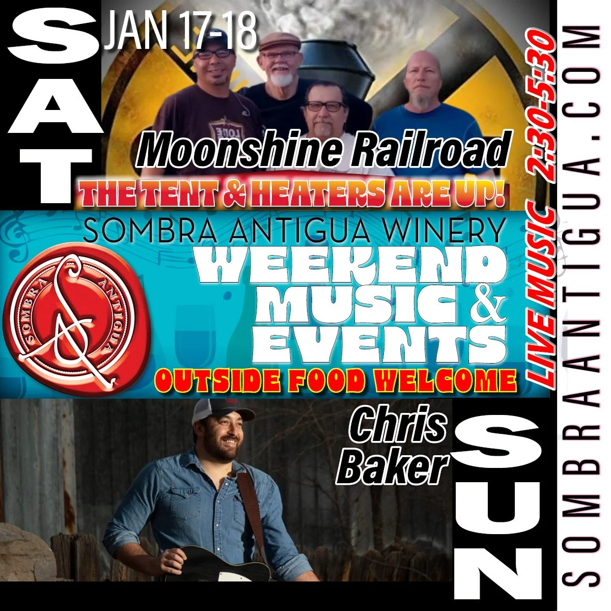 Don&rsquo;t miss out this weekend! Join us for Moonshine Railroad on Saturday and Chris Baker on Sunday. Experience live music like never before!