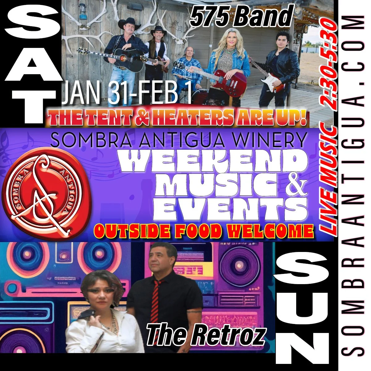 Get ready to rock your socks off! The 575 Band will blow your mind on Saturday, and The Retroz will time-travel you back on Sunday! Be there or be square!