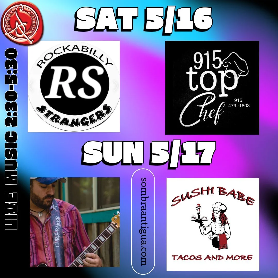 Get ready to rock this weekend with Rockabilly Strangers on Saturday and Chris Baker on Sunday!! We don't just have the jams, we got delectable cuisine from 915 Top Chef and Sushi Babe! Come on down and experience both!