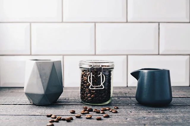 It's not perfect, but I quite like the simplicity. Also really like the geometric mug! #coffee #sony #a7rii #coffeebean #geometric #grey #white #vsco #vscocam #sigma #50mm