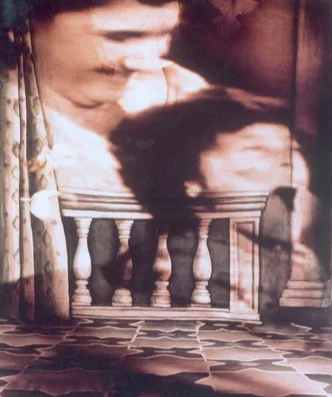 LIMBO A series of photos with projected scenes from the film “La petite Aurore, l’enfant martyre”, a painted backdrop, doves, a child and myself. Cibachrome prints, 155 X 130 cm., 1998
