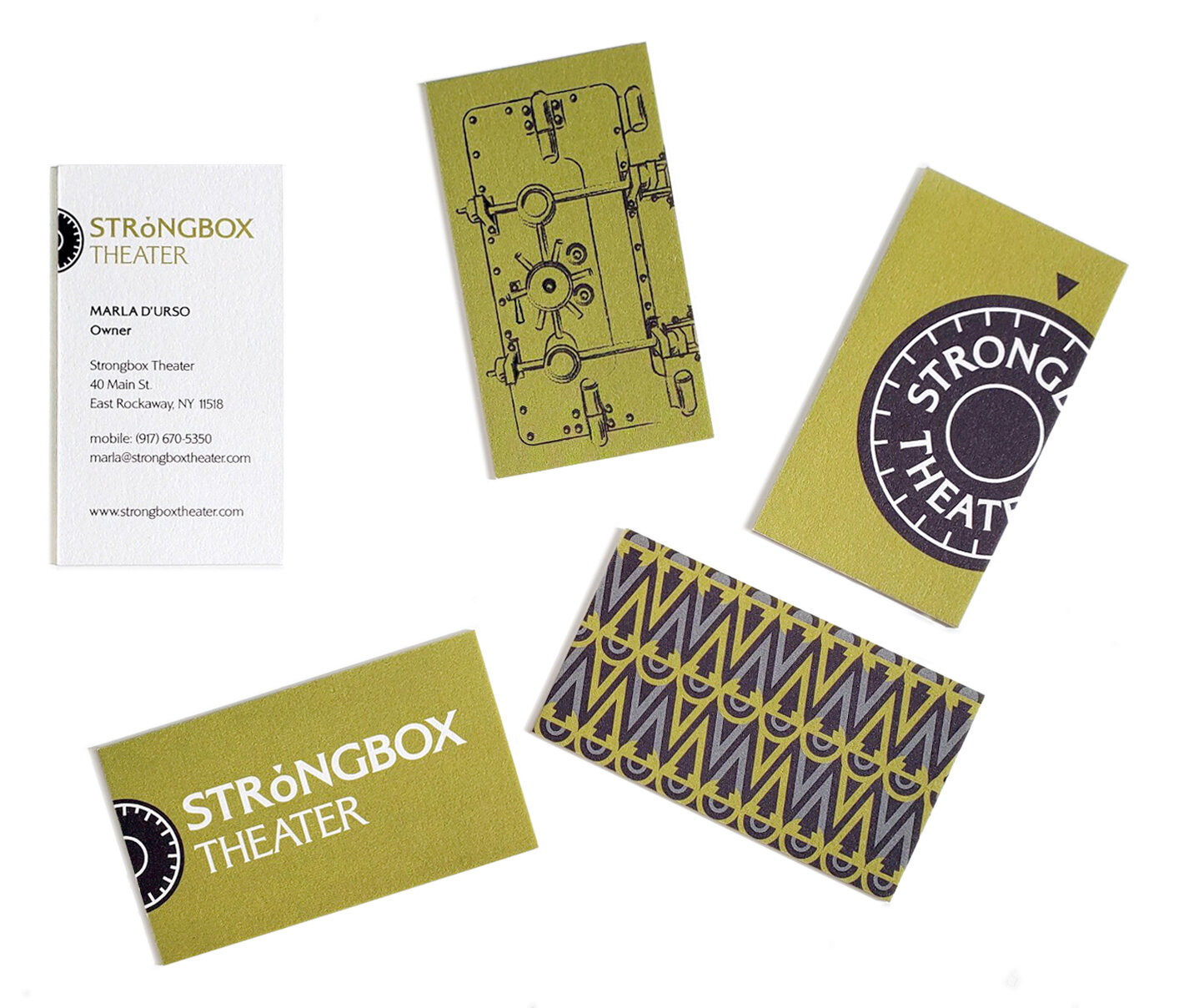 Strongbox Theater business cards