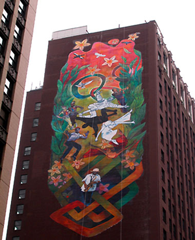 Loop Tattoo , a 6000+ sq ft mural on non-woven media led by Johanna Poethig in 2005.