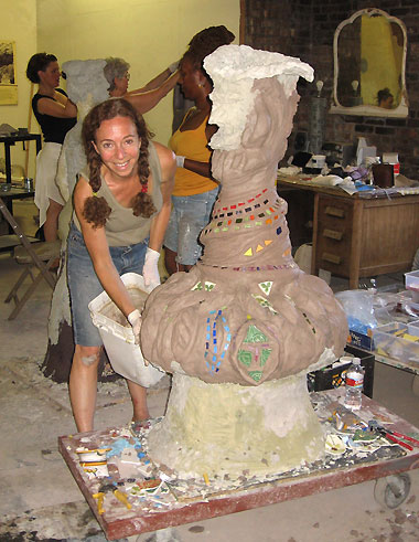 Ginny Sykes experiments with Darjit , a sculpture material assembled largely out of scrap and common materials.