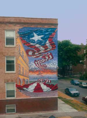 Honor Boricua , 1992, acrylic on brick, by Hector Duarte