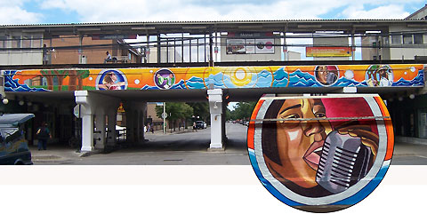 Artistic Movement, 2007, Acrylic on Non-woven media, Mural Morse & Glenwood (4x80 ft)