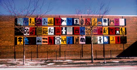 Dragon Wall, 2002, acrylic on aluminum panels, by Bernard Williams.
