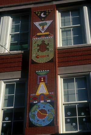 Our Past Inspires the Path to our Future, 2000, ceramic tile, by Mirtes Zwierzynski.