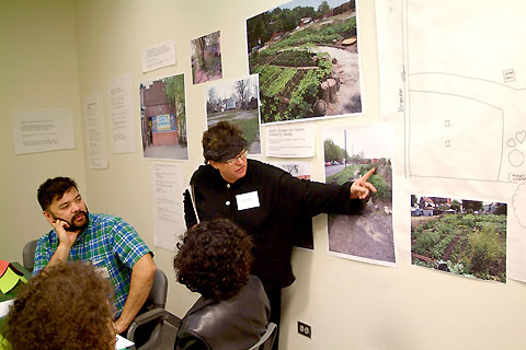Olivia Gude directs attention as part of the Creating Places 2007 South Chicago Art Garden working group.