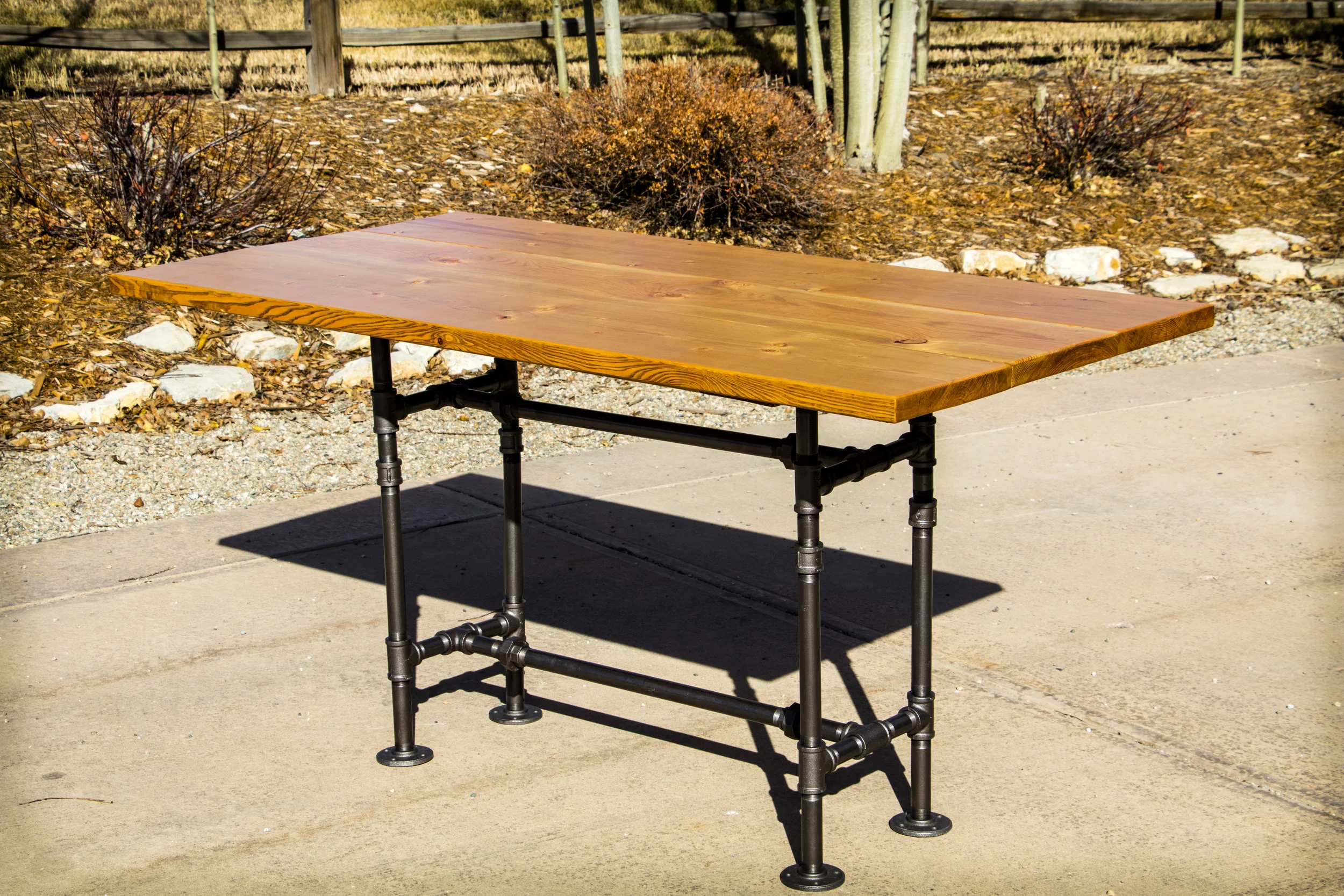 This 66" long, 36" high, 36" wide custom fir table is heading to a home in Keystone, Colorado.