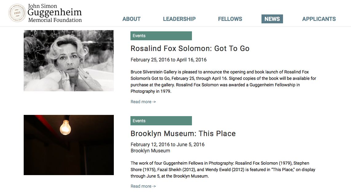 Featured on the Guggenheim Foundation site, March 2016