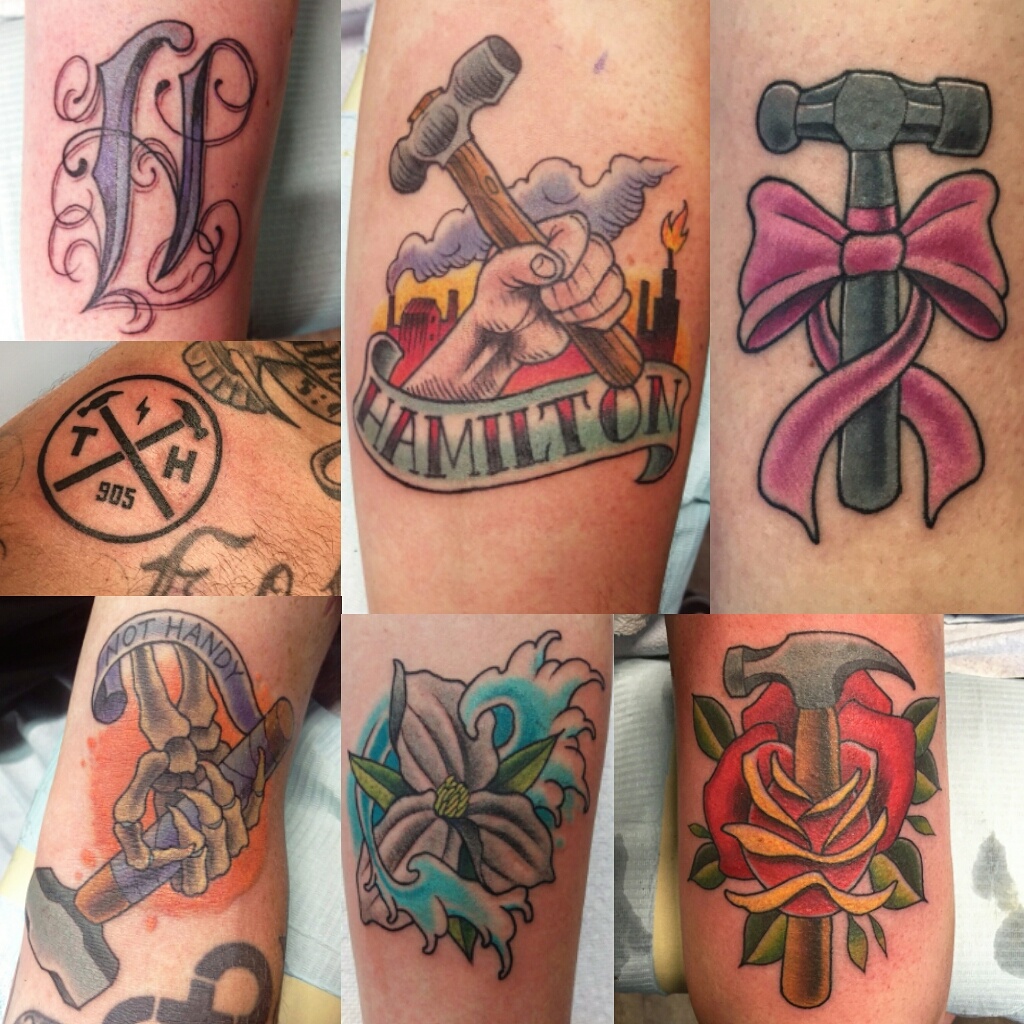 Get Hammered tattoos by Bryce.