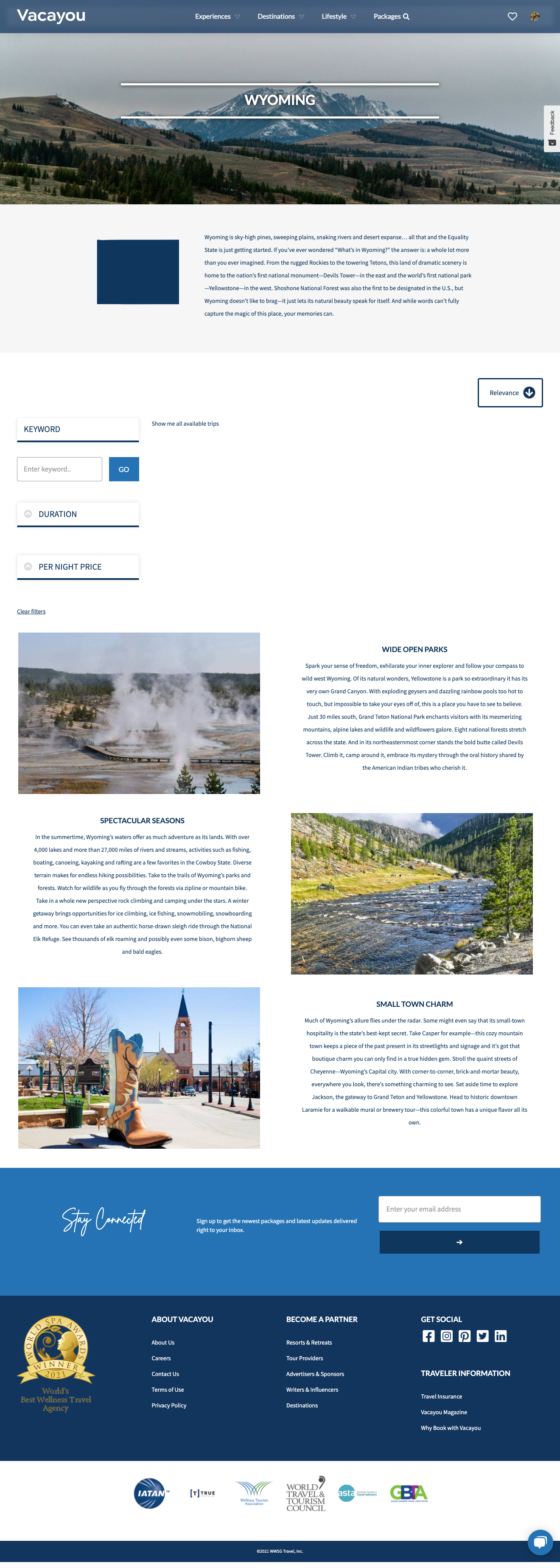 Wyoming Destination Page