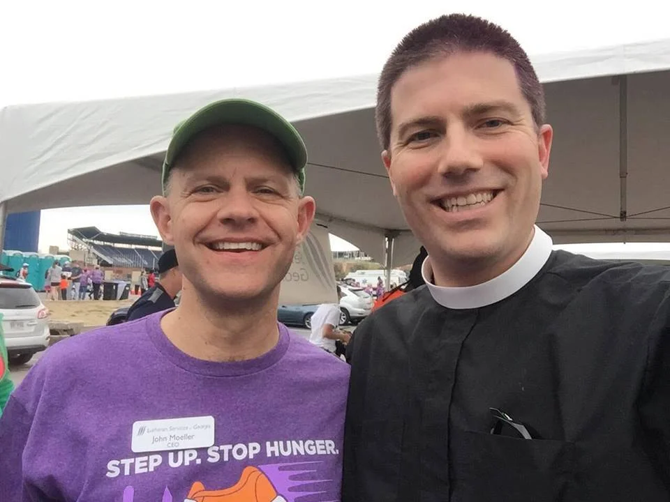 John Moeller with stephen friedrich at the hunger walk/run