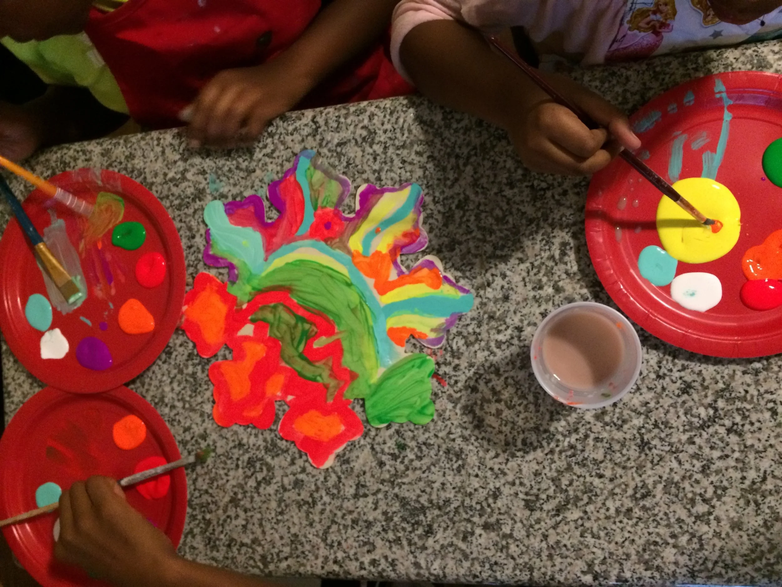 Fun with arts and crafts with Azure Community Development Arts for Inspiritus refugee children.