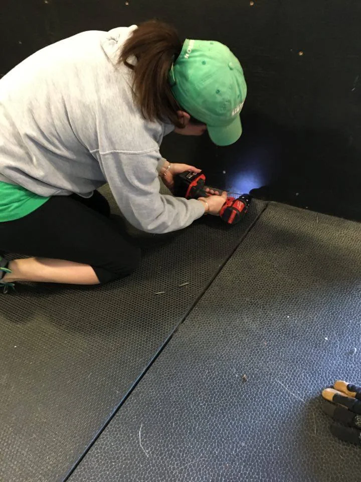 Thanks to everyone who made time this weekend to swing by the gym and lend a hand; whether for five minutes or all day. Without amazing people like you, CFE wouldn't be where it is today. From the bottom of our hearts; THANK YOU. (Photo of Angela with a couple screws loose, badump psh)