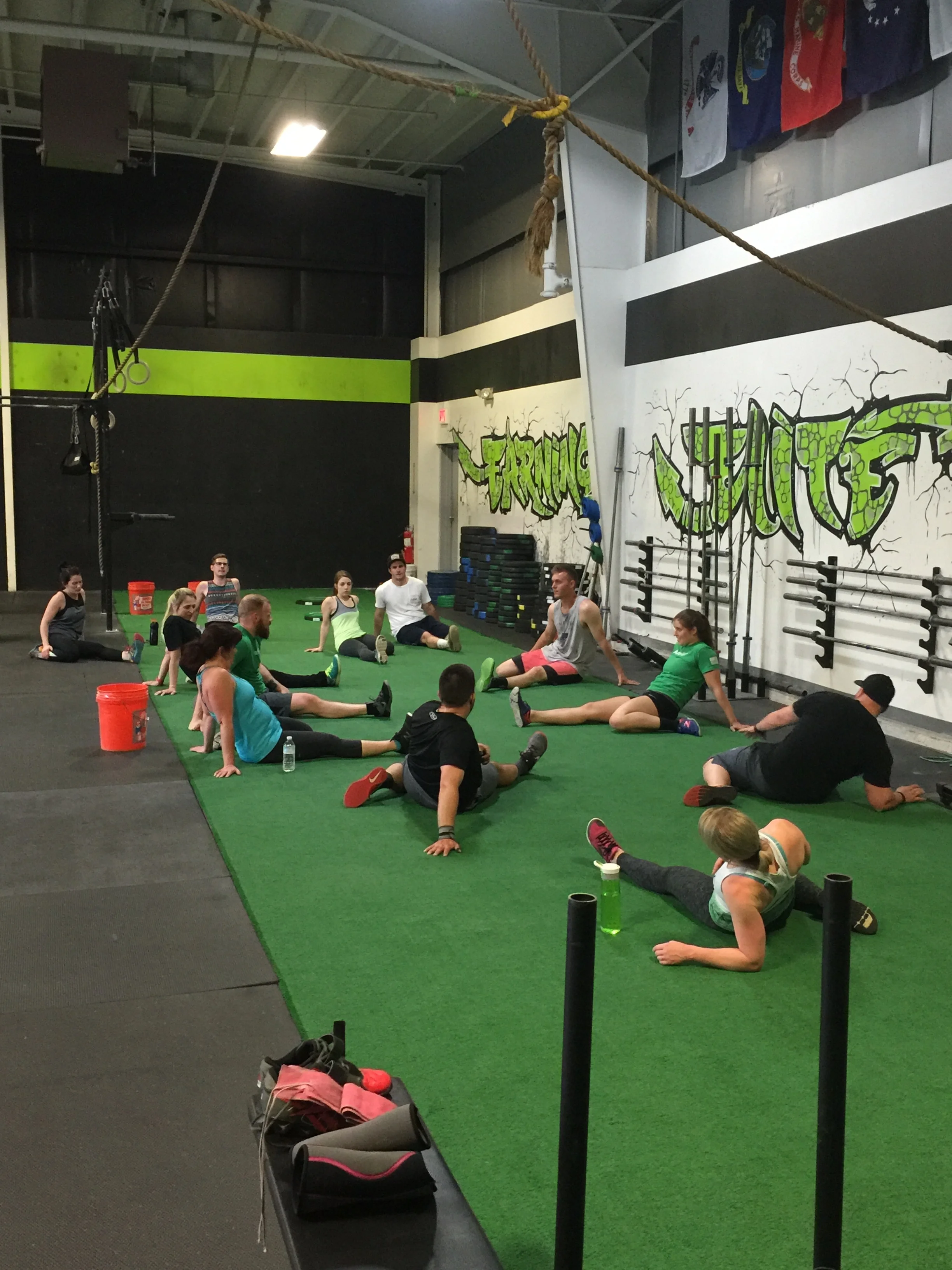 6:30pm class cooling down after hitting "Dogma" yesterday.