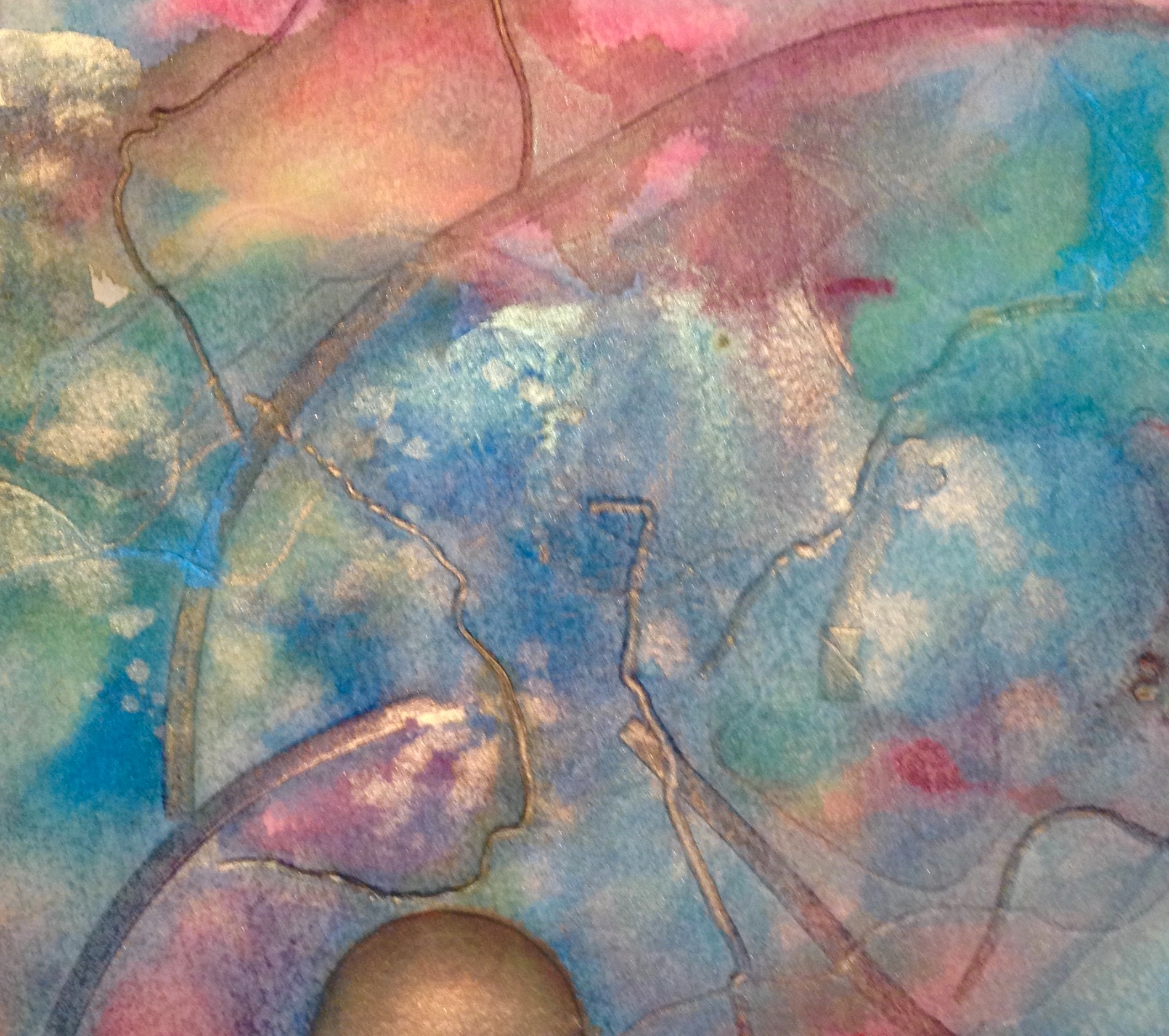 "Christmas Moon" Art journal, watercolour, 7 x 7"