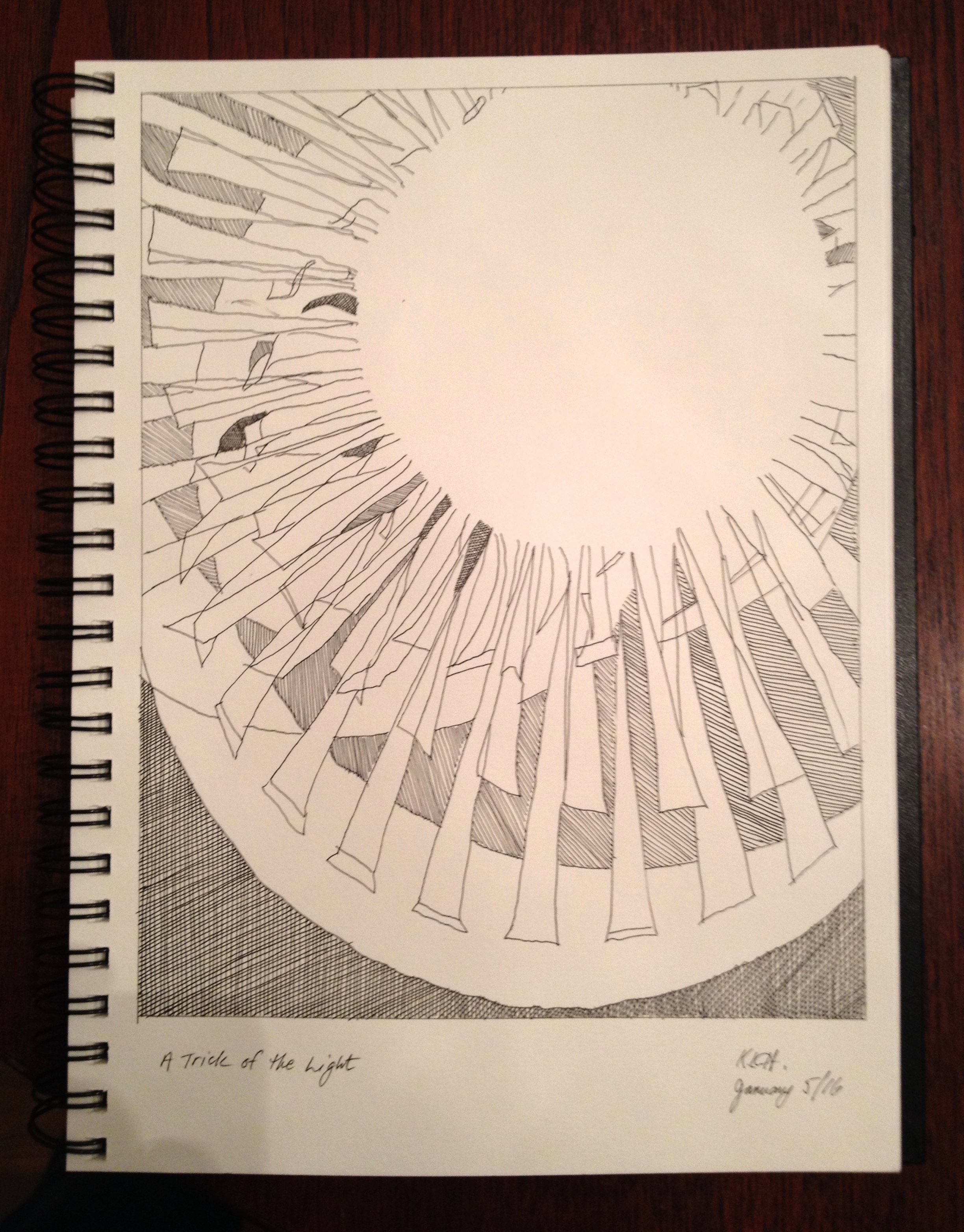 "A Trick of the Light" Art journal, ink, 8 x 10"