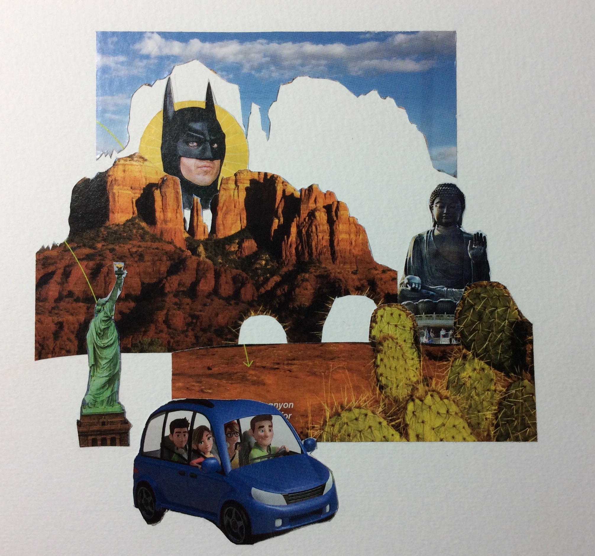 "Batman Rising" Art journal, collage, 6 x 6"
