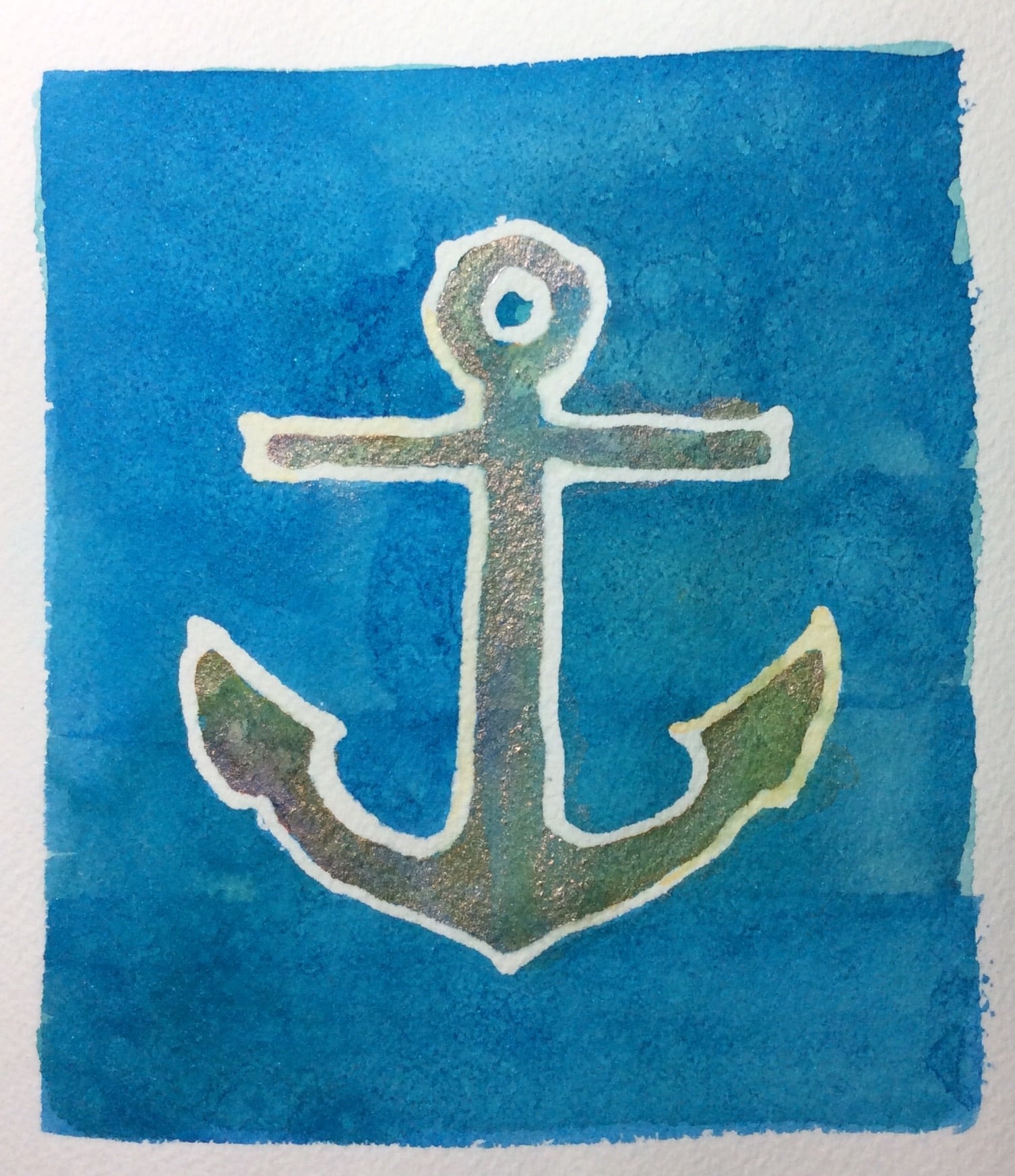 "Anchor" Art journal, watercolour, 5 x 5.5"