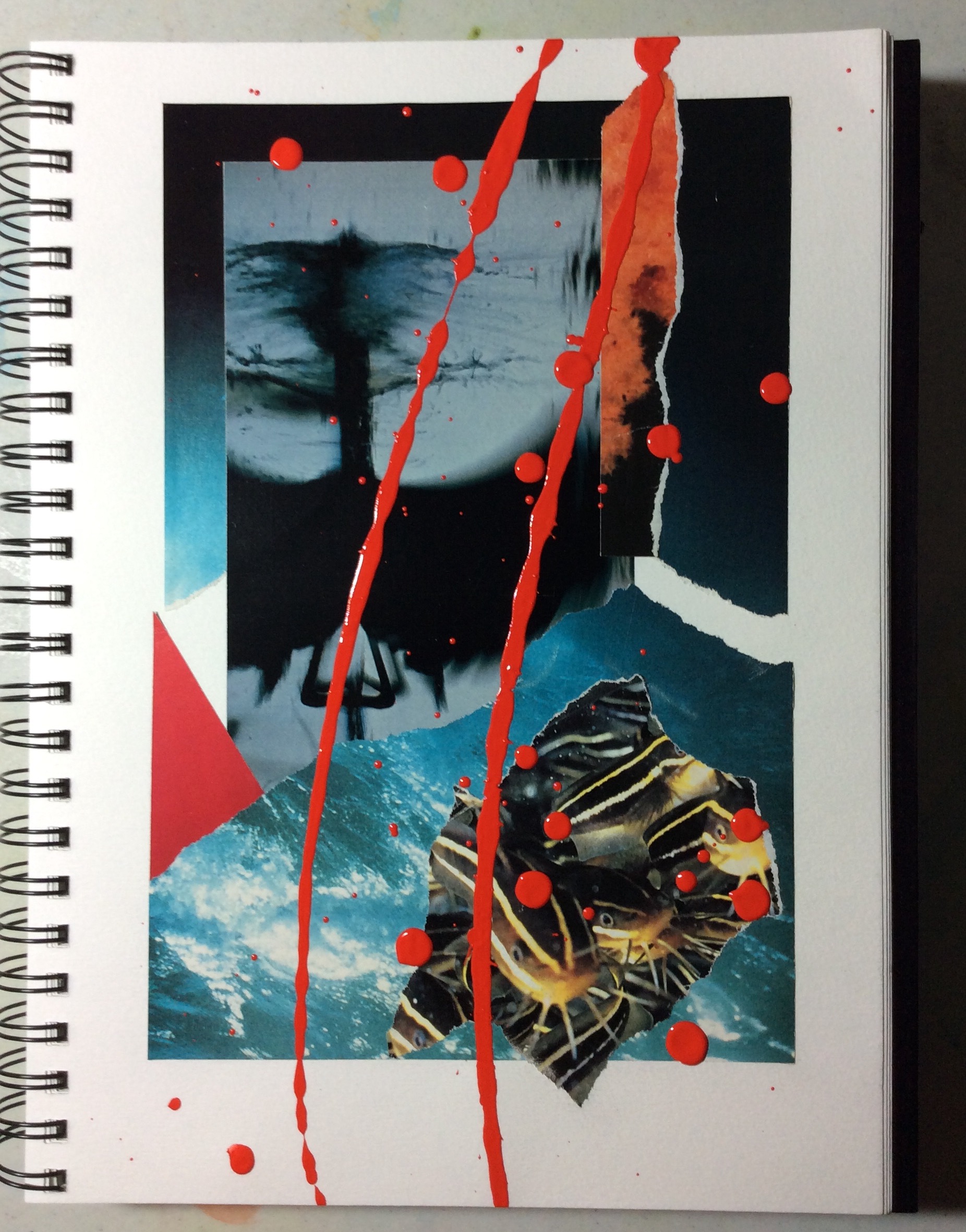 "False accusation" Art journal, mixed media, 9 x 12"