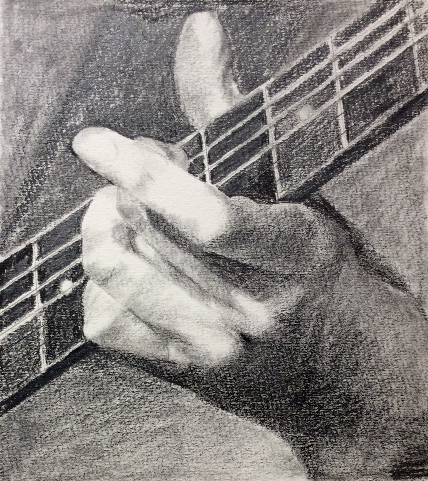 "My Left Hand" Art journal, pencil, 6.5 x 7"