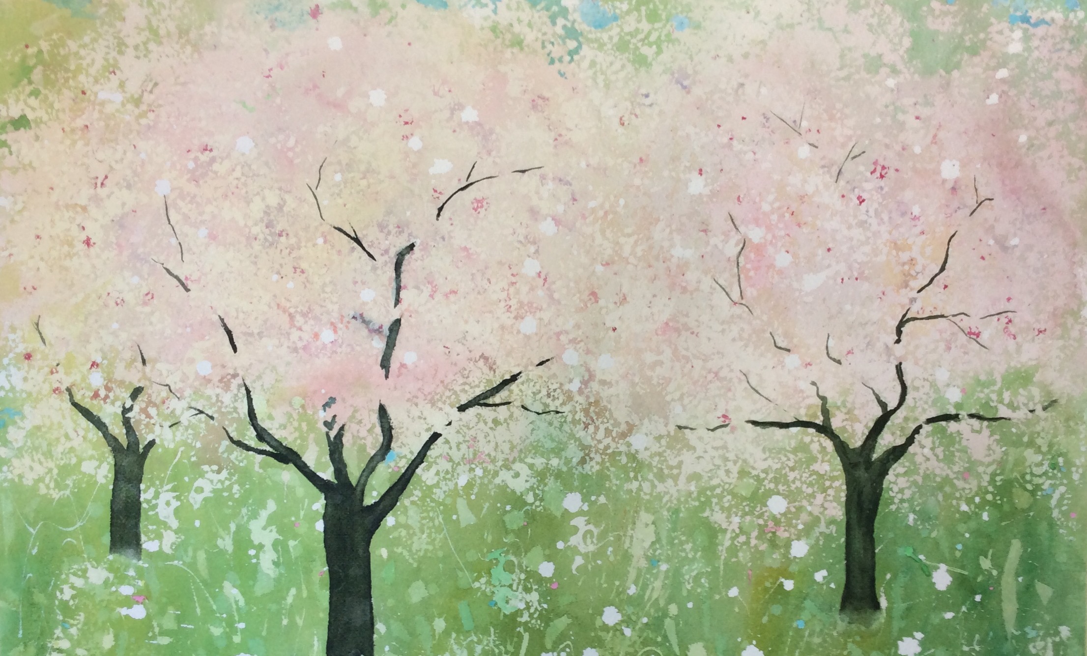 "Spring, High Park" Watercolour, 28 x 17"