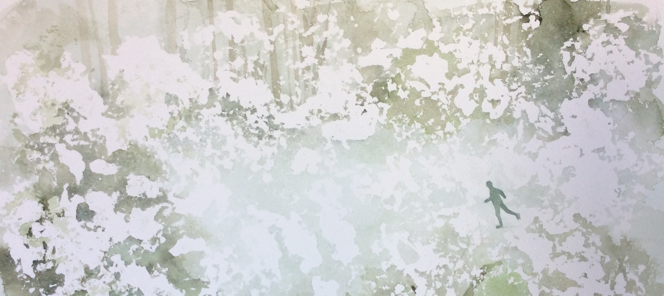 "I Wish I Had a River" Watercolour, 17 x 7"
