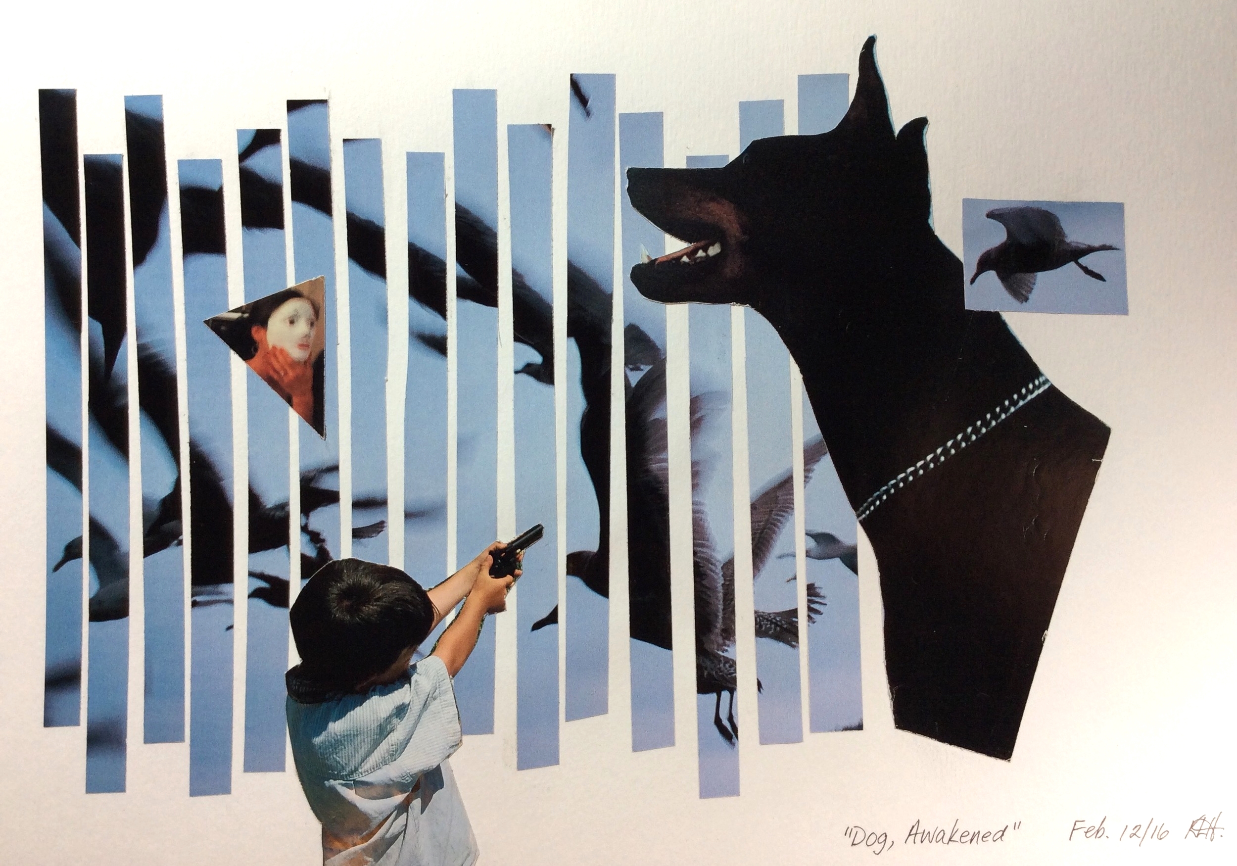 "Dog, Awakened" Art journal, magazine collage.