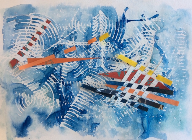 "Tornado" Art journal, watercolour and woven papers