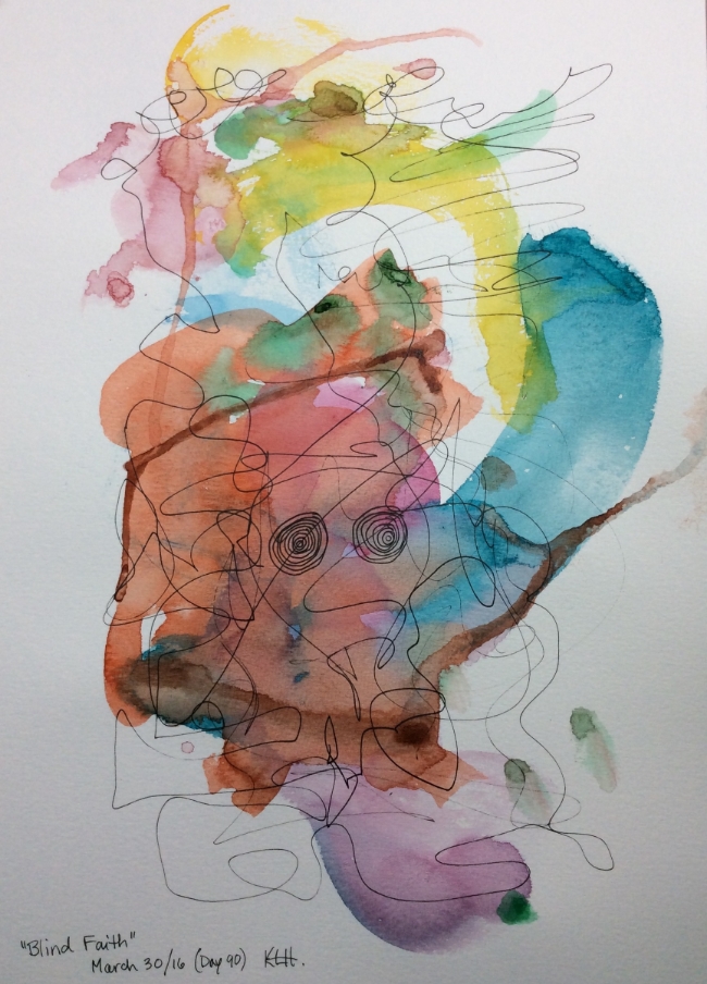 "Blind Faith" Art journal, watercolour and ink