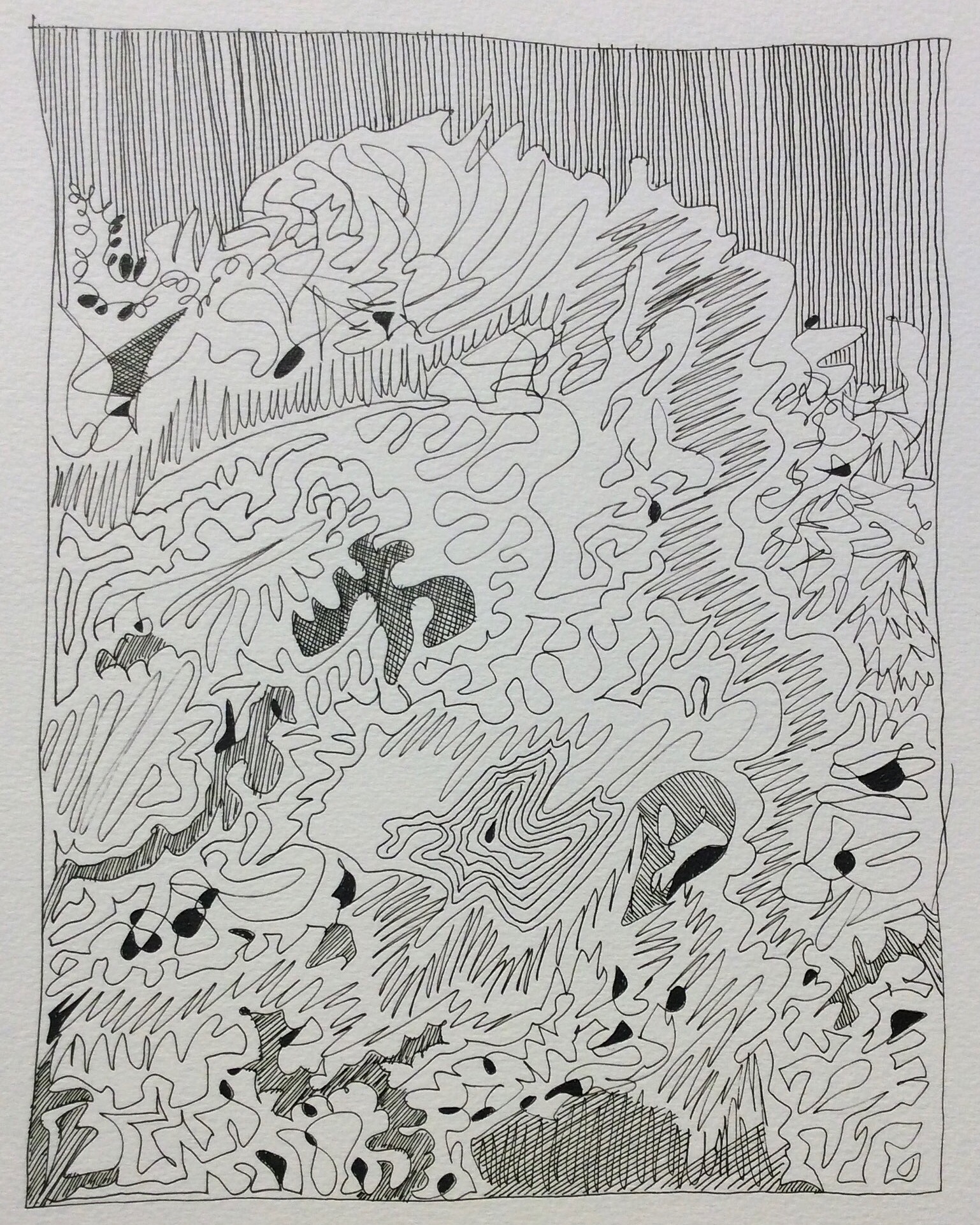 "Grumpy Mood Doodle". Art journal, ink.