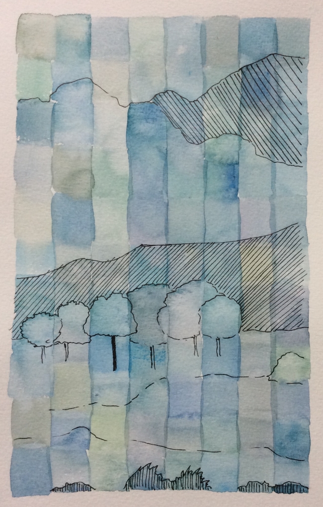 Art journal, watercolour and ink.