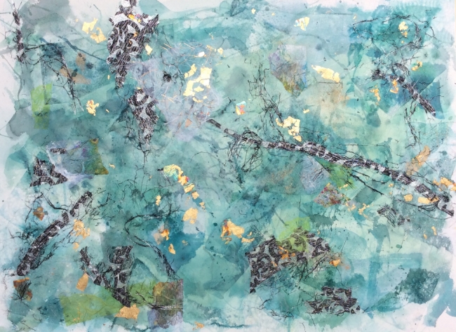 "Treasure" Mixed media/collage on paper, 21 x 28.5"