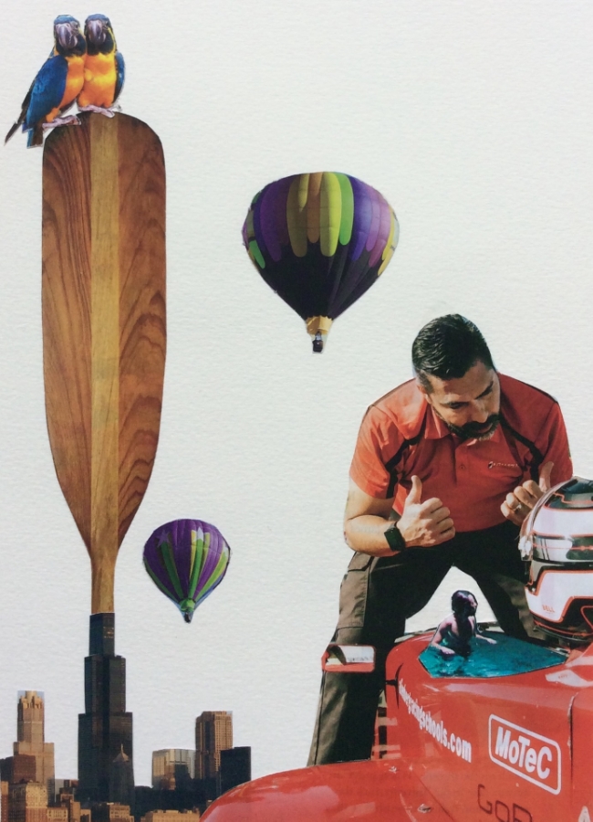 "Car Pool" Art journal, magazine collage