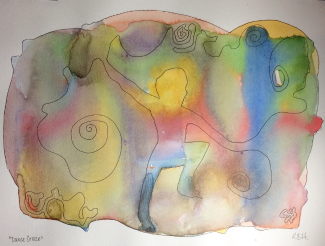 "Dance Craze" Art journal, watercolour and ink