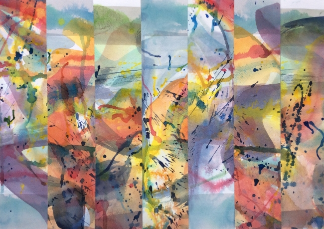 Title TBD. Watercolour collage, 14 x 19"