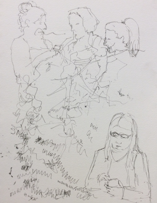 Art journal, miscellaneous sketches and doodles in ink
